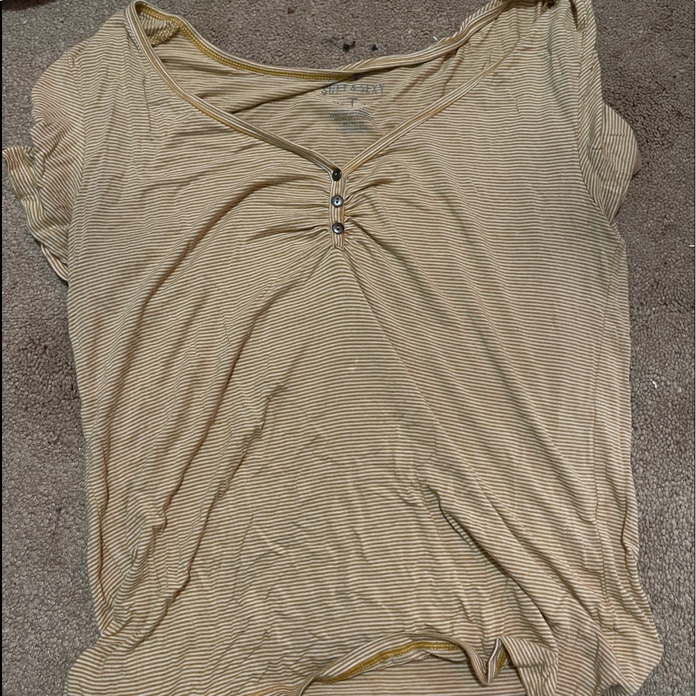 American eagle yellow and white striped tee
